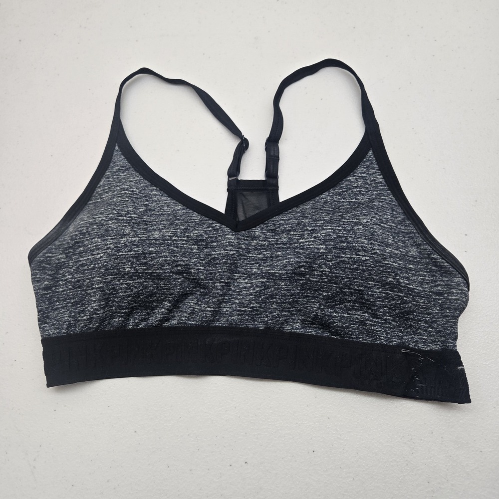 Victoria's Secret PINK Women Sports Bra Medium Black Colorblock Ultimate
